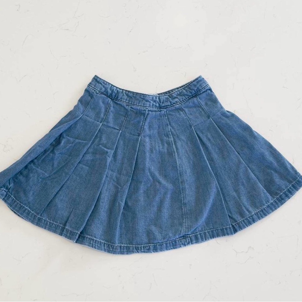 American Eagle Outfitters Blue Denim Pleated Skater Skirt